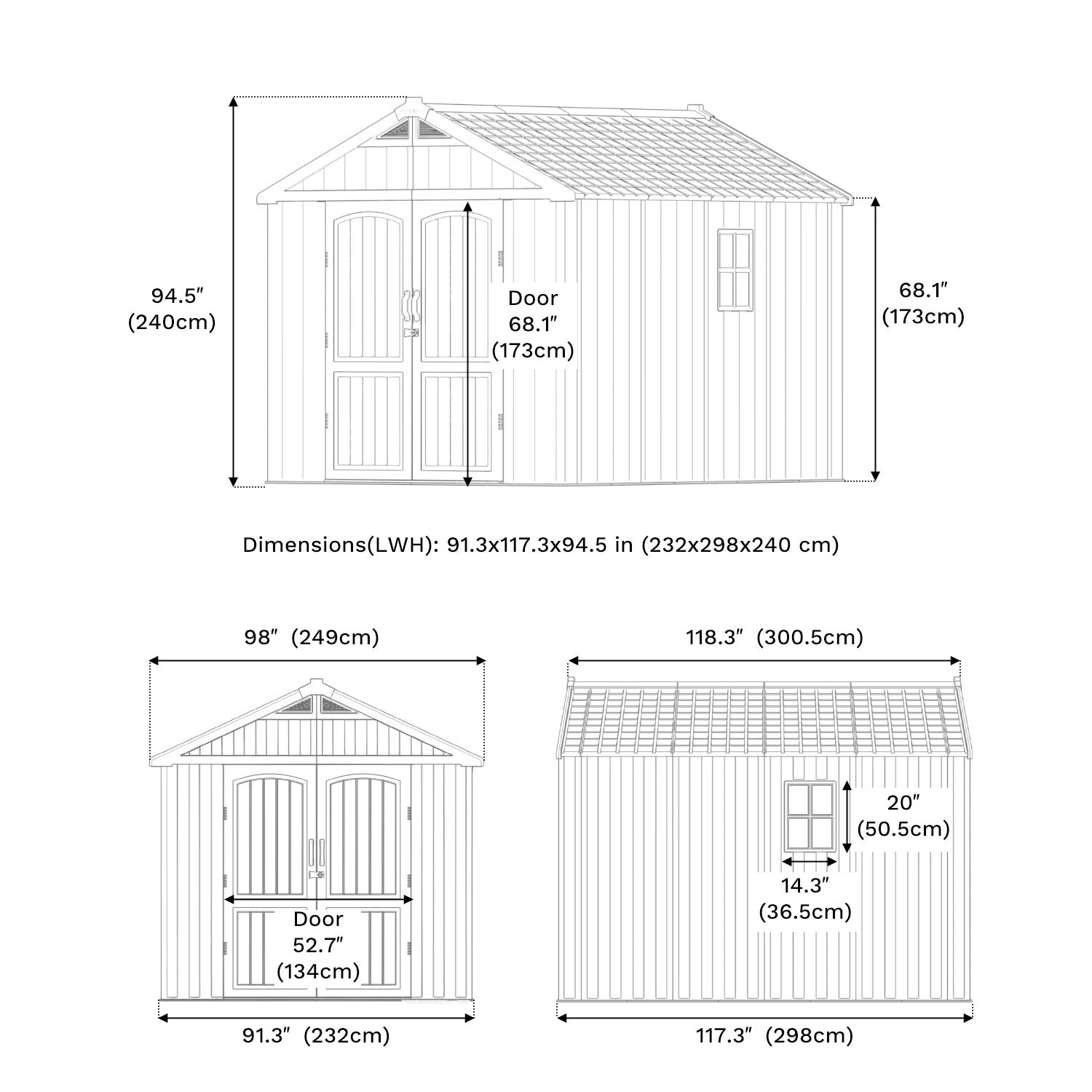 Kick-it 8x10 Plastic Storage Shed with Floor and Windows, Gray White