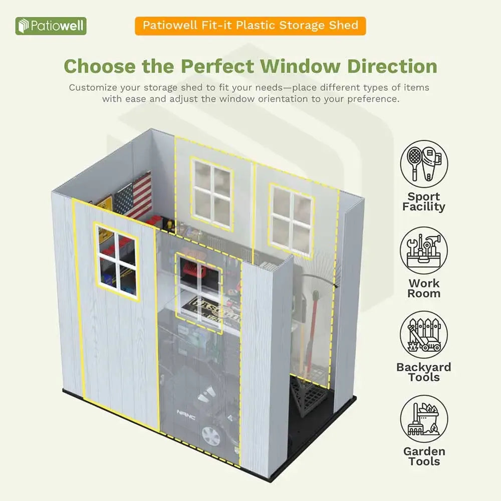 Patiowell 4x4 Plastic Storage Garden Shed, Gray White