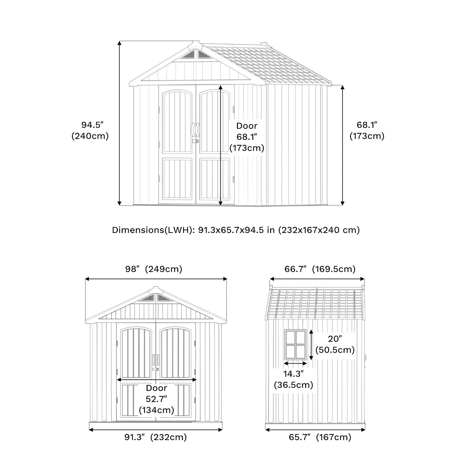Kick-it 8x6 Plastic Storage Shed with Floor, Gray White