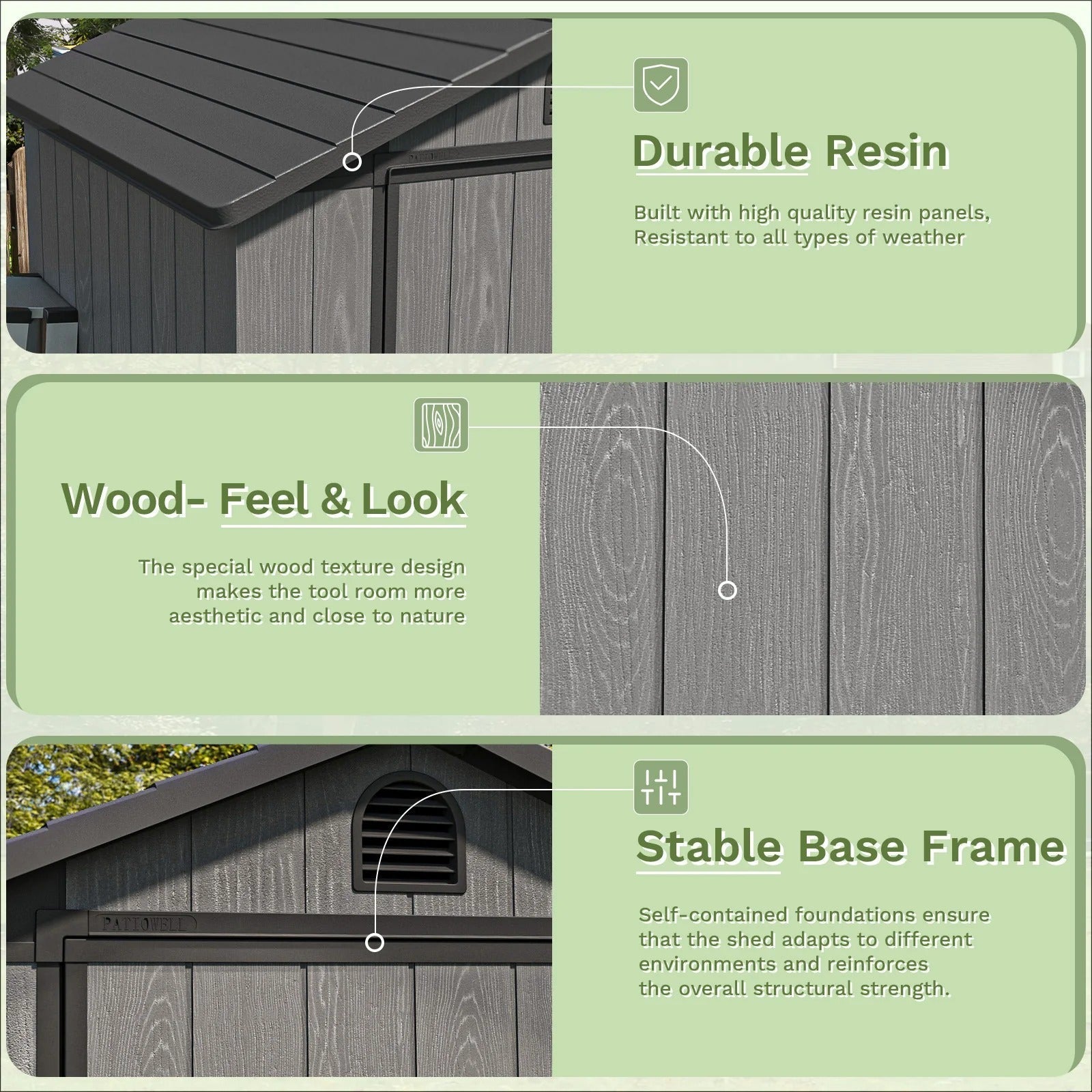 Patiowell Fit-it 4x4 Plastic Storage Garden Shed, Dark Gray