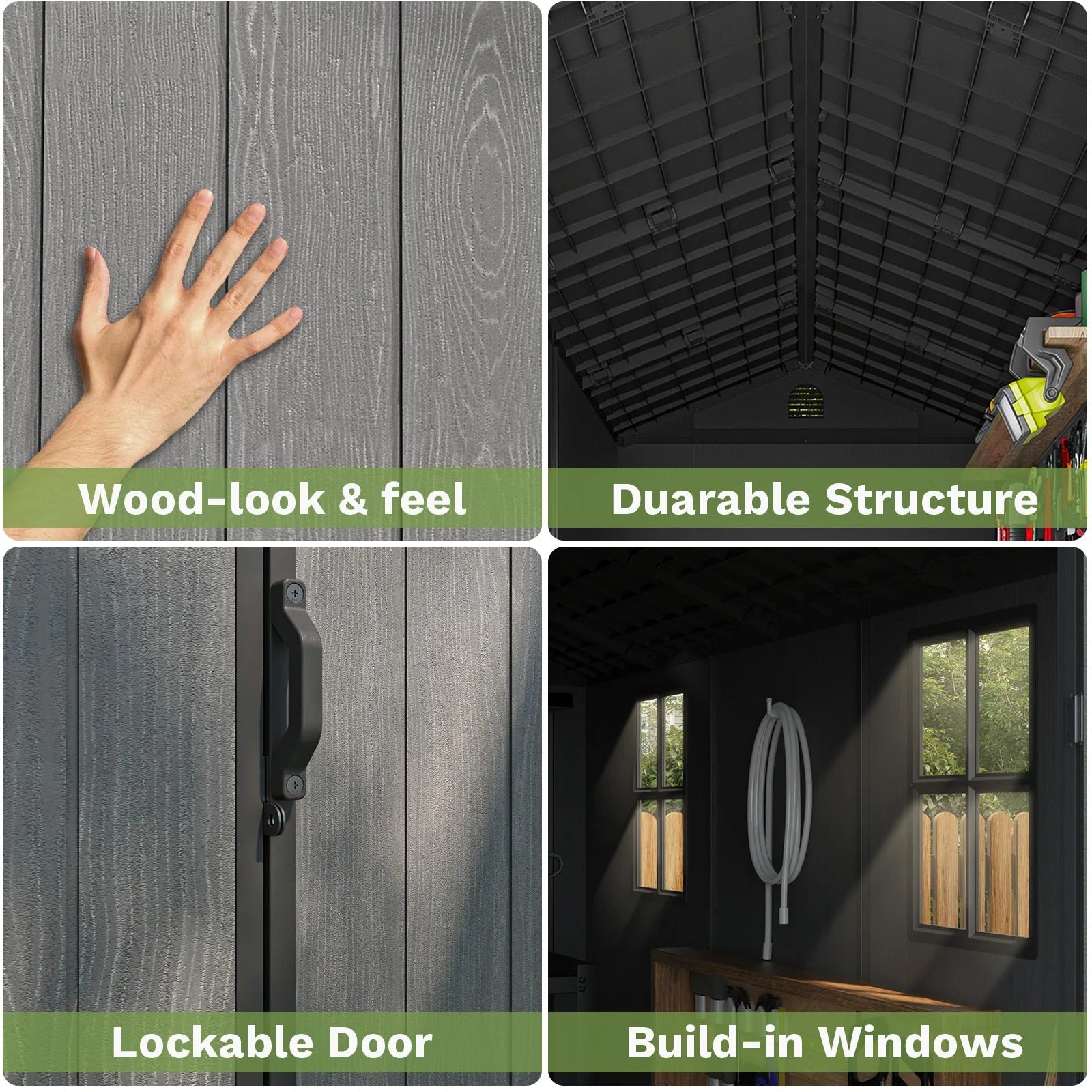 Patiowell 4x8 Plastic Storage Shed, Dark Gray