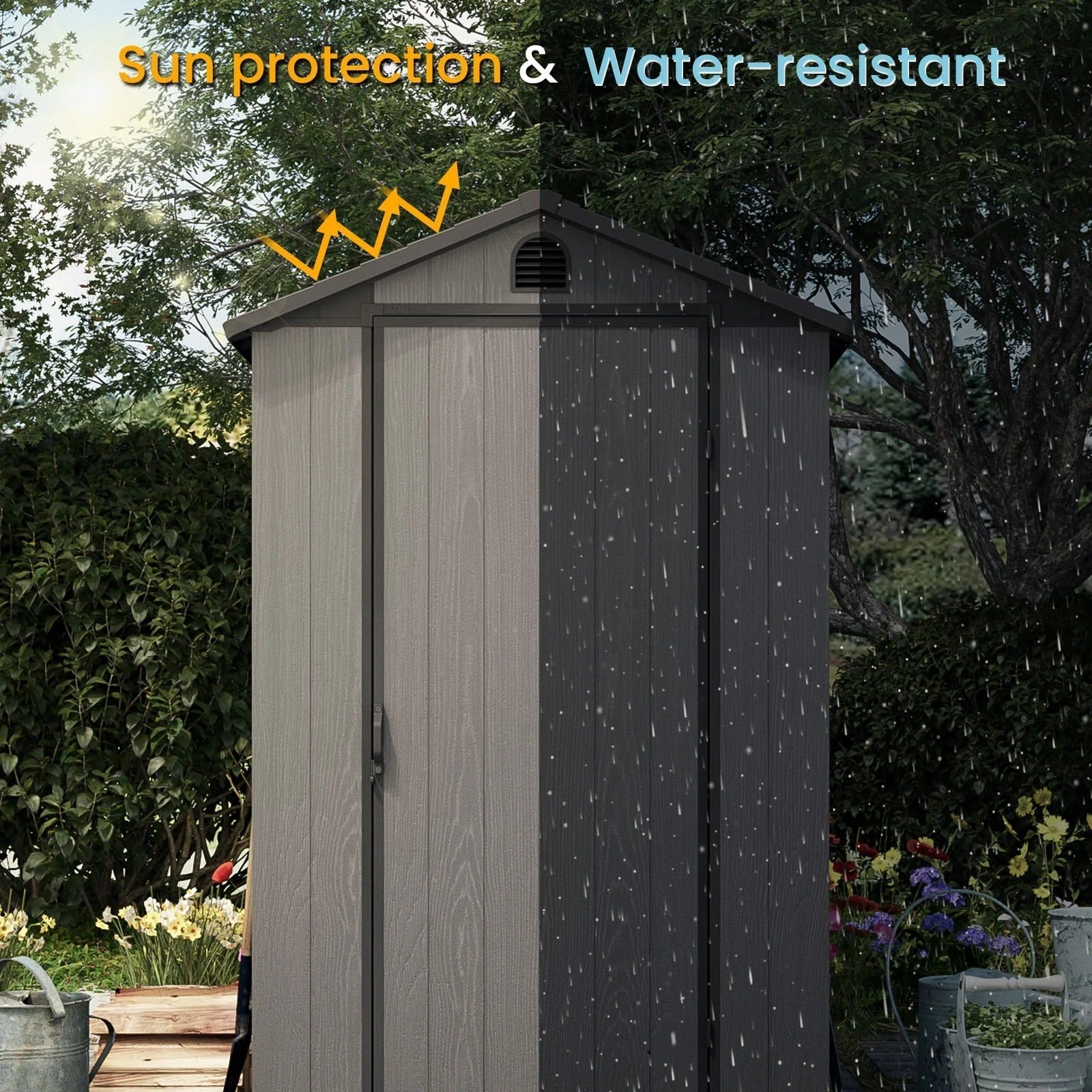 Patiowell Fit-it 4x6 Plastic Storage Shed for Bike, Dark Gray