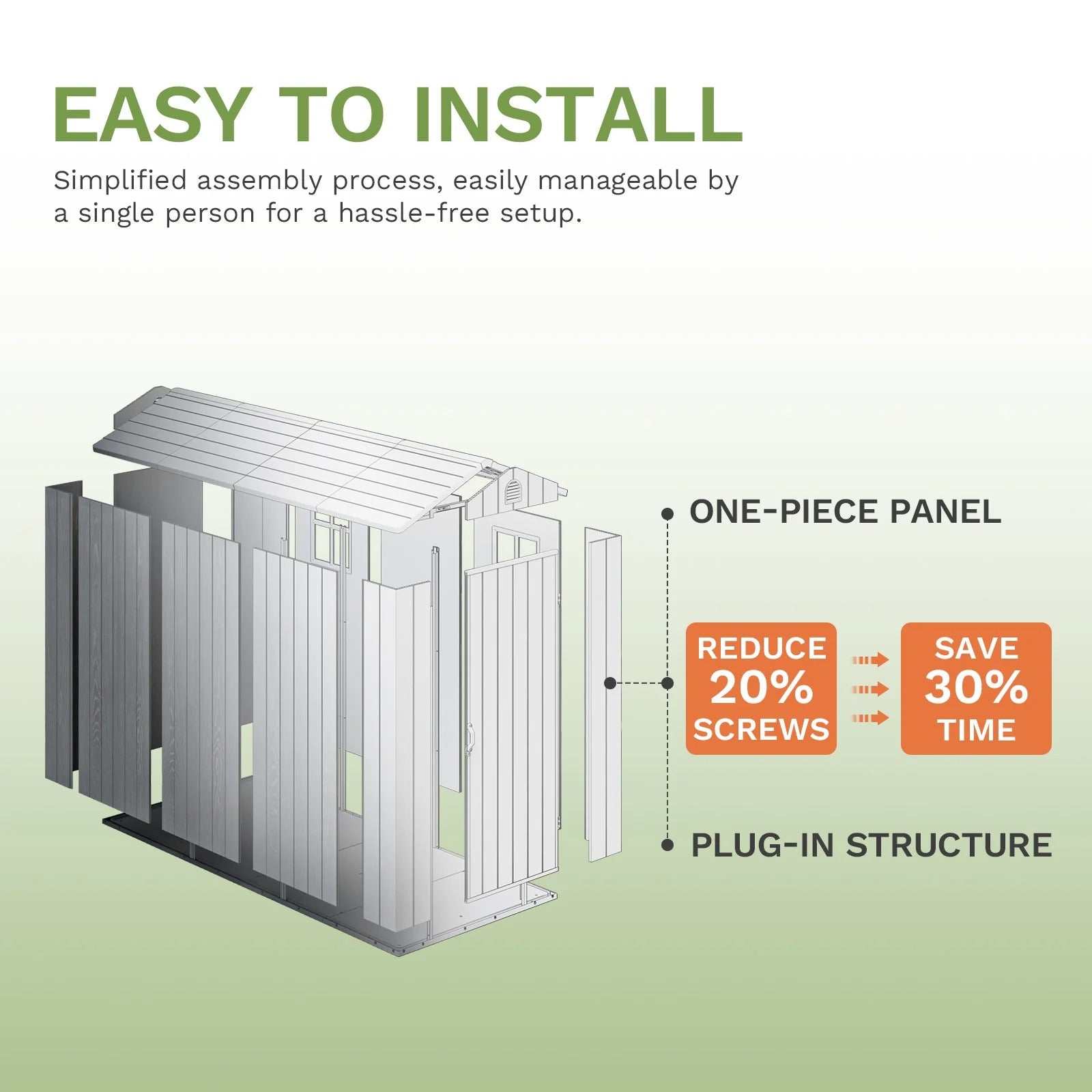 Patiowell 4x8 Plastic Storage Shed, Dark Gray