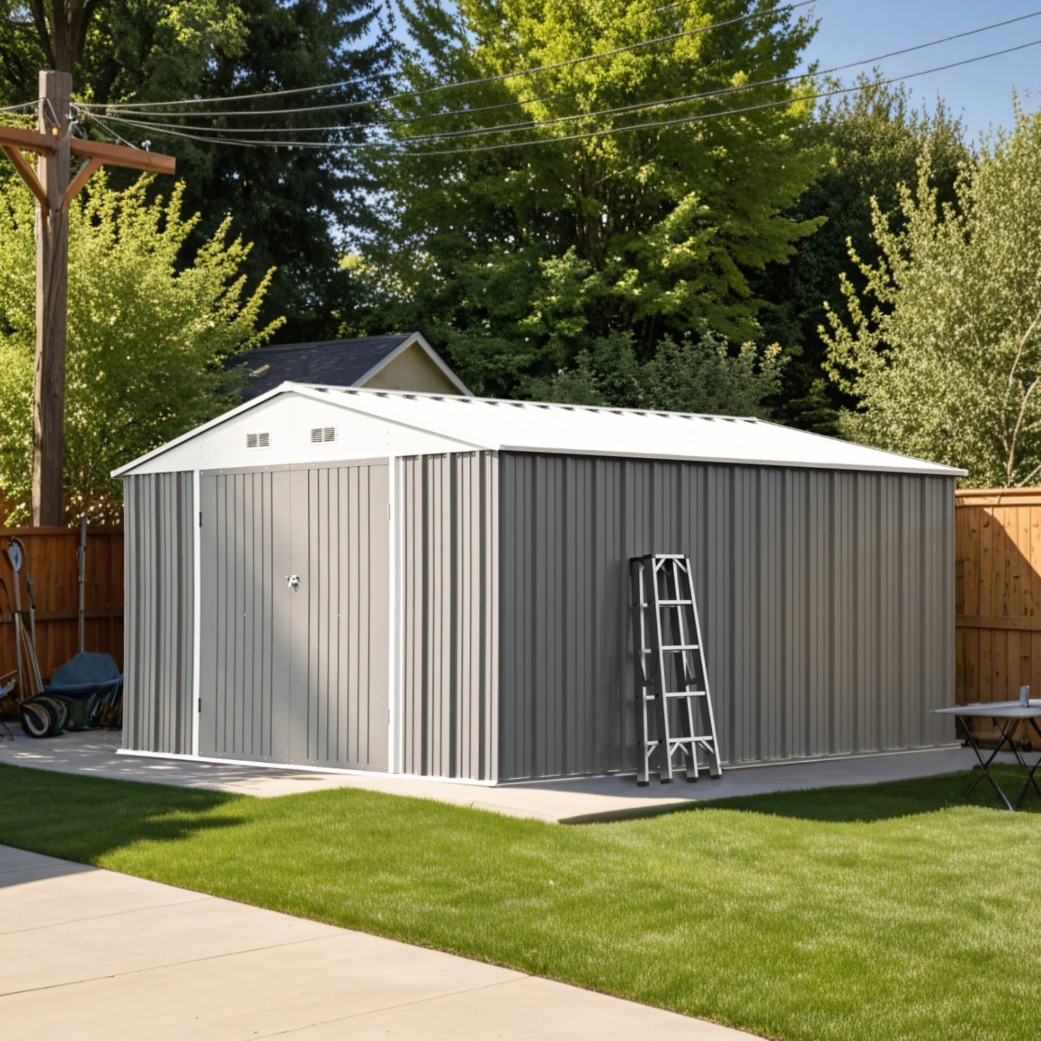 Patiowell 10x12 Metal Shed, Gray