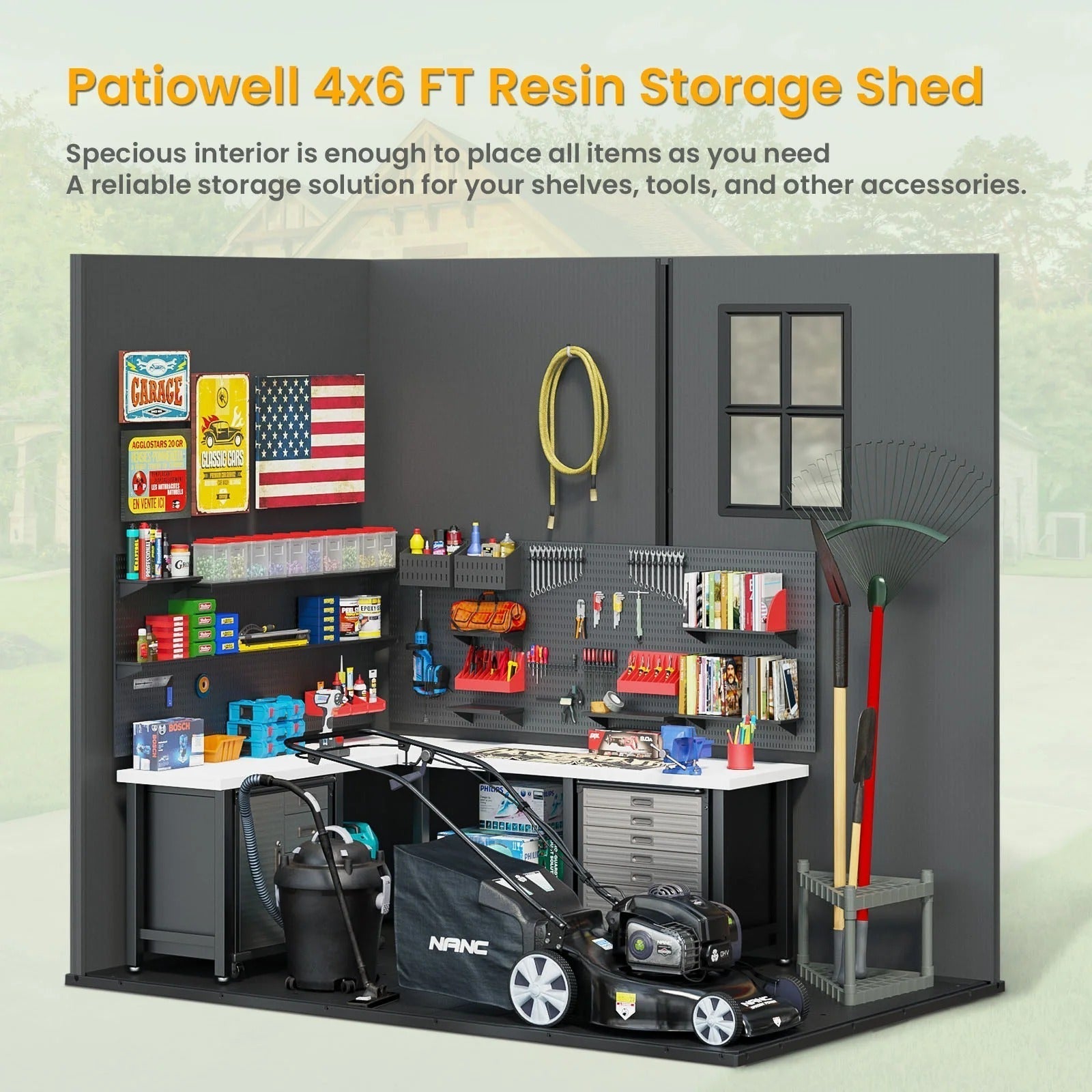 Patiowell Fit-it 4x6 Plastic Storage Shed for Bike, Dark Gray