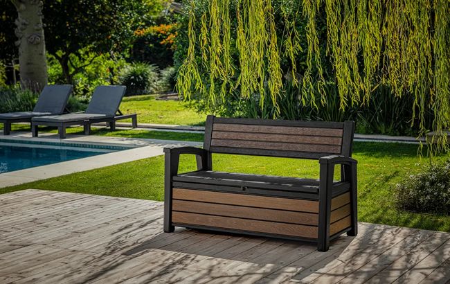 Keter Signature 60 Gallon Outdoor Storage Bench - Walnut Brown