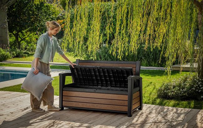 Keter Signature 60 Gallon Outdoor Storage Bench - Walnut Brown