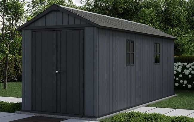 Keter Newton Plus 7.5x17 Storage Shed - Graphite
