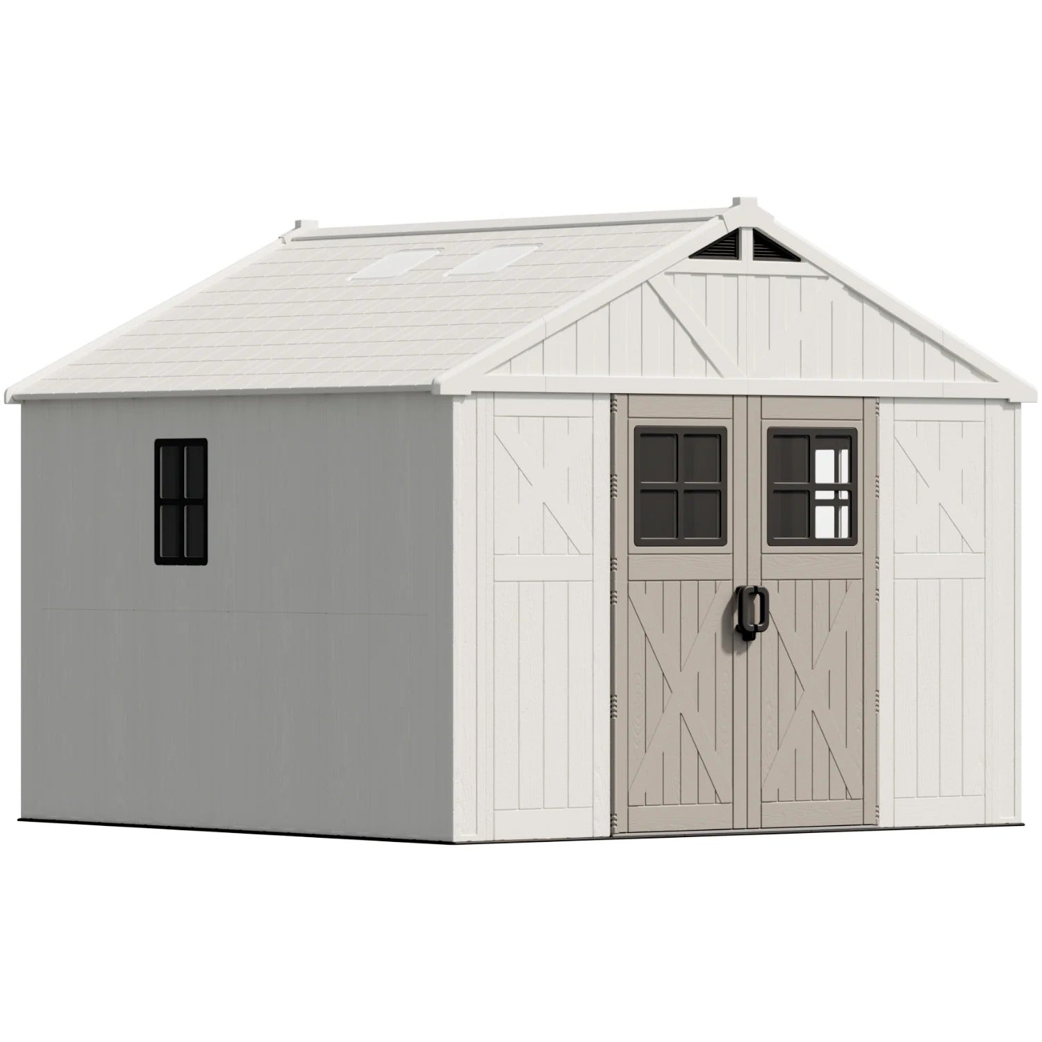10x10 FT Plastic Storage Shed with Skylight & Windows & Lock