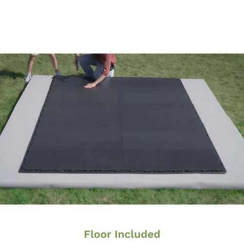 Kick-it 8x8 Plastic Storage Shed with Floor and Lights, Brown