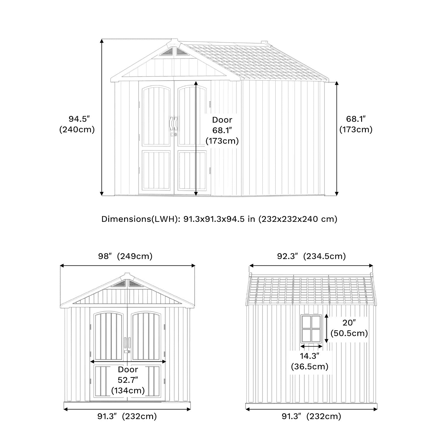 Kick-it 8x8 Plastic Storage Shed with Floor and Windows, Gray White